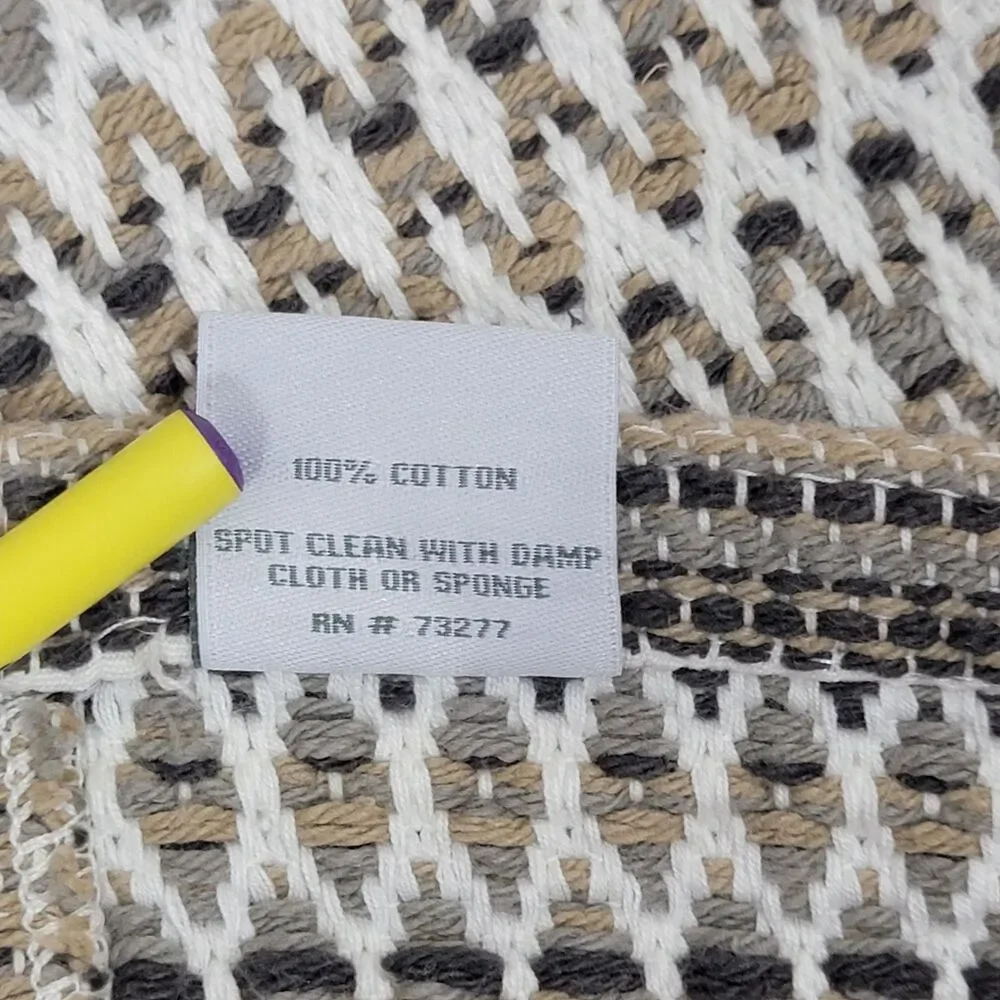 Food Network Table Runner White Beige Brown Geometric 100% Cotton 67